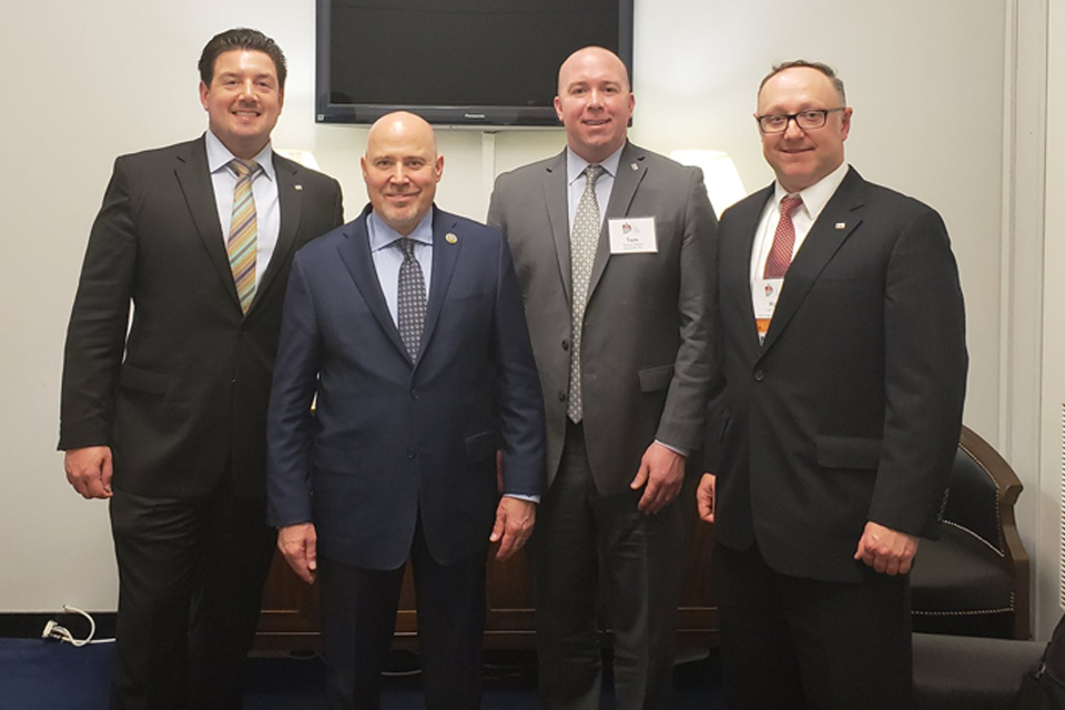 L-R: PIANJ-YIP President Aaron Levine; Rep Thomas MacArthur, R-3; PIANJ Secretary Thomas Wilkens; and PIANJ President-elect Lloyd "Rip" Bush, CPIA.